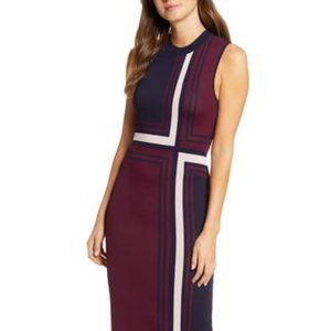 Vince Camuto Geo Jacquard Sweater Dress In Wine